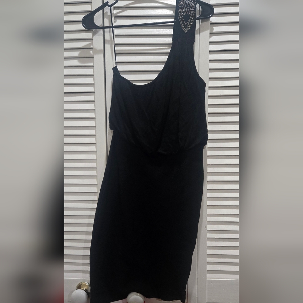 Elegant Guess Black One Shoulder Dress XL